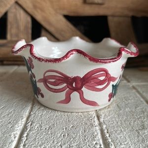 Handmade Pottery Christmas Bowl Nichols Pottery 1996 Eagle Spring N.C.